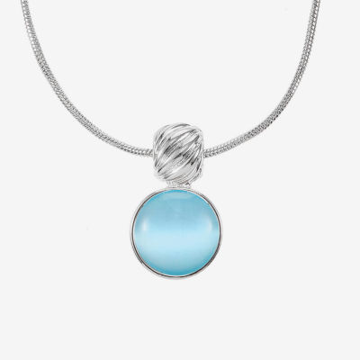 Liz Claiborne Pendant Necklace And Drop Earring Womens Blue Glass Round 2-pc. Jewelry Set