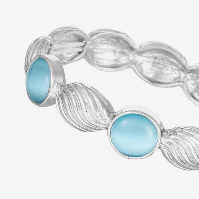 Liz Claiborne Womens Blue Glass Round Stretch Bracelet