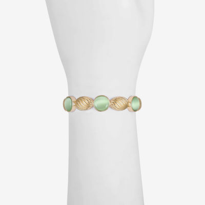 Liz Claiborne Womens Blue Glass Round Stretch Bracelet