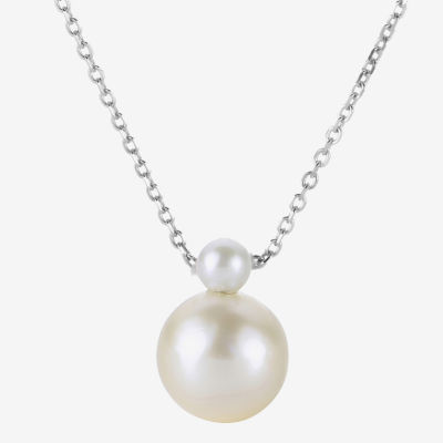 Womens White Cultured Freshwater Pearl Sterling Silver 18 Inch Pendant Necklace