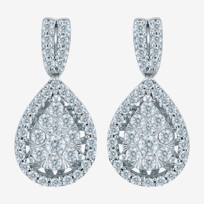 Diamond Blossom (H-I / I1) 1 CT. T.W. Lab Grown White Diamond 10K White Gold Pear Drop Earrings