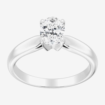 (G / Si2) Womens 1 CT. T.W. Lab Grown White Diamond 10K Gold Oval Solitaire Engagement Ring