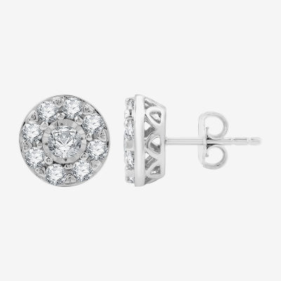 1 CT. T.W. Lab Grown White Diamond Sterling Silver 9.7mm Round Stud Earrings