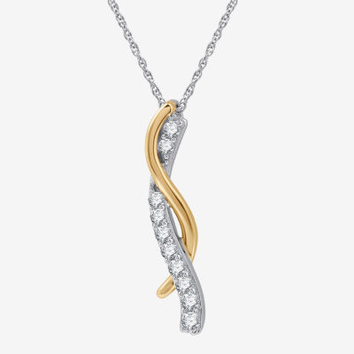 Womens 1/4 CT. T.W. Lab Grown White Diamond 14K Two Tone Gold Over Silver Sterling Silver 18 Inch Pendant Necklace