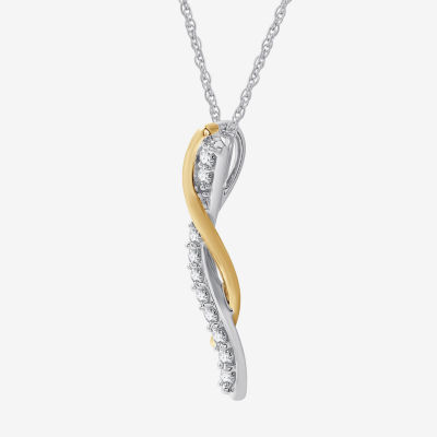 Womens 1/4 CT. T.W. Lab Grown White Diamond 14K Two Tone Gold Over Silver Sterling Silver Pendant Necklace