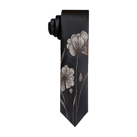 J. Ferrar Floral Tie, One Size, Beige