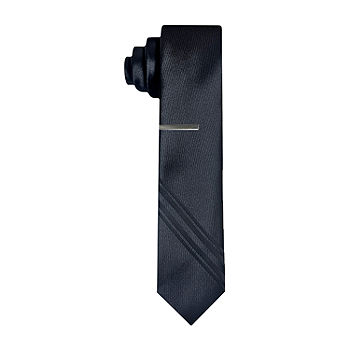 Heather Striped Satin Skinny Necktie Heather Striped Satin Skinny Necktie