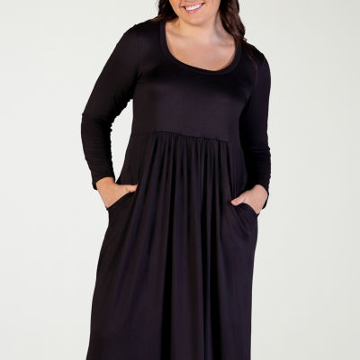 24seven Comfort Apparel Womens Long Sleeve Maxi Dress Plus