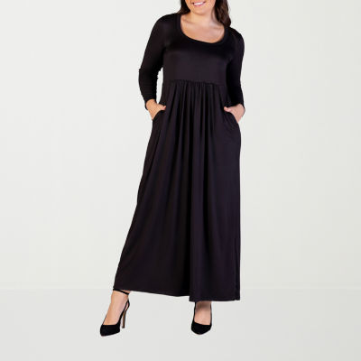 24seven Comfort Apparel Womens Long Sleeve Maxi Dress Plus