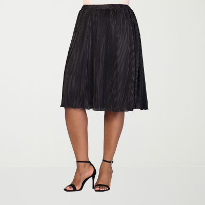 24seven Comfort Apparel Womens Midi A-Line Skirt-Plus