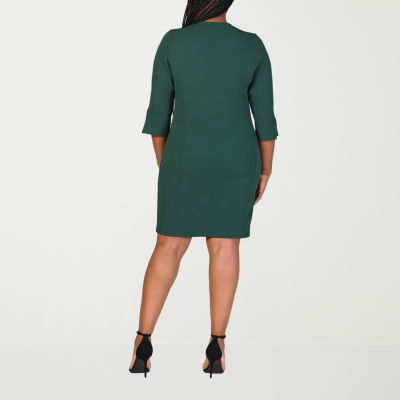 24seven Comfort Apparel Womens Plus Elbow Sleeve Shift Dress