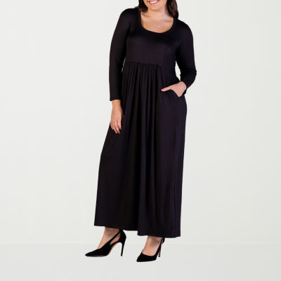 24seven Comfort Apparel Womens Long Sleeve Maxi Dress Plus