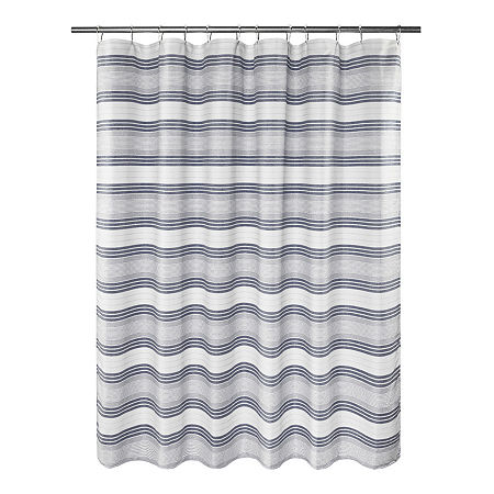 Awesome Home Beach Stripe Shower Curtain, One Size, Blue