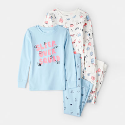 Carter's Girls Round Neck Long Sleeve 4-pc. Pajama Sets