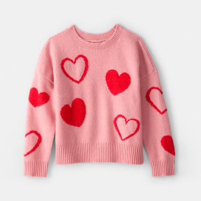 Carter's Girls Heart Crew Neck Long Sleeve Pullover Sweater