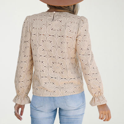 CUPSHE Womens Round Neck Long Sleeve Blouse