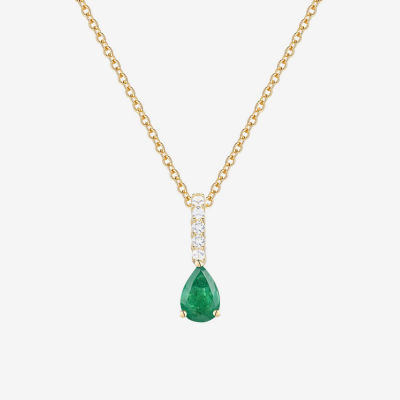 (J-K/I2-I3) Womens Diamond Accent & Gemstone 10K Gold Pear 18 Inch Pendant Necklace