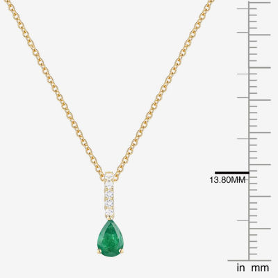 (J-K/I2-I3) Womens Diamond Accent & Gemstone 10K Gold Pear 18 Inch Pendant Necklace