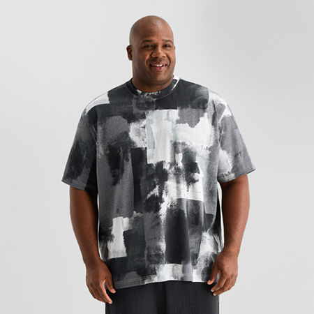 Shaquille O'neal Xlg Knit Oversized Mens Crew Neck Short Sleeve Active Big And Tall T-shirt In Black
