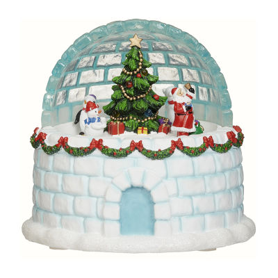 Roman 7"H Lighted Musical Igloo Rotating Characters Christmas Tabletop Decor
