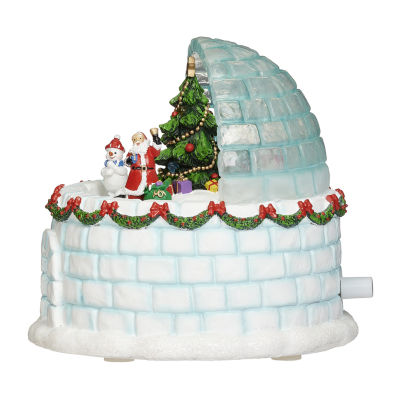 Roman 7"H Lighted Musical Igloo Rotating Characters Christmas Tabletop Decor
