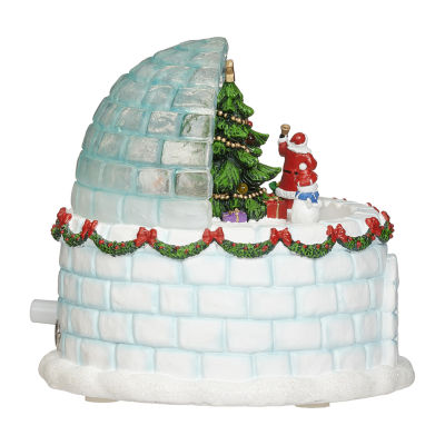Roman 7"H Lighted Musical Igloo Rotating Characters Christmas Tabletop Decor