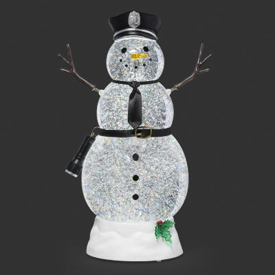 Roman 11"H Lighted Swirl Snowman Police Christmas Tabletop Decor