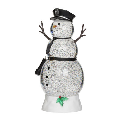 Roman 11"H Lighted Swirl Snowman Police Christmas Tabletop Decor