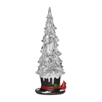 Roman 13"H Lighted Swirl Top Hat With Cardinal Christmas Tabletop Decor