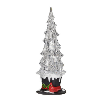 Roman 13"H Lighted Swirl Top Hat With Cardinal Christmas Tabletop Decor