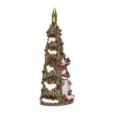 Roman 11"H Lighted Snowman With Fox Cutout Christmas Tabletop Decor