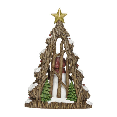 Roman 11"H Lighted Snowman With Fox Cutout Christmas Tabletop Decor