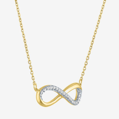 Womens Diamond Accent Natural White Diamond 10K Gold Infinity 18 Inch Pendant Necklace