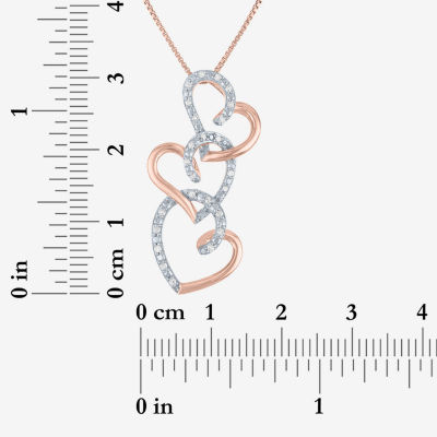 Womens 1/10 CT. T.W. Natural White Diamond 14K Rose Gold Over Silver Heart 18 Inch Pendant Necklace