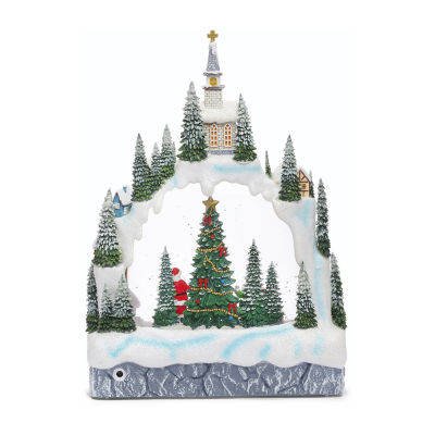 Roman 11.25in Lighted Swirl Village Christmas Tabletop Decor