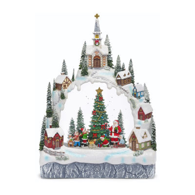 Roman 11.25in Lighted Swirl Village Christmas Tabletop Decor