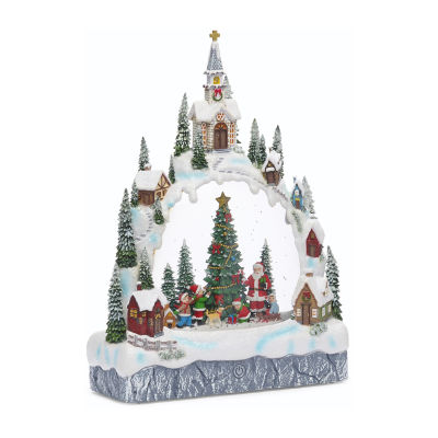 Roman 11.25in Lighted Swirl Village Christmas Tabletop Decor