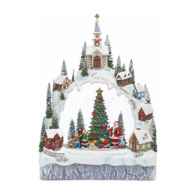 Roman 11.25in Lighted Swirl Village Christmas Tabletop Decor