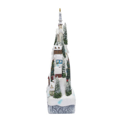 Roman 11.25in Lighted Swirl Village Christmas Tabletop Decor