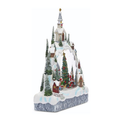 Roman 11.25in Lighted Swirl Village Christmas Tabletop Decor