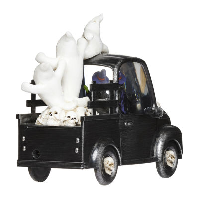 Roman 7"H Lighted Swirl Witch Truck With Ghosts Halloween Tabletop Decor