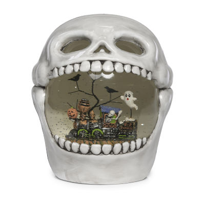 Roman 7" Lighted Skull Swirl Halloween Tabletop Decor