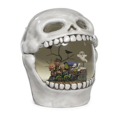 Roman 7" Lighted Skull Swirl Halloween Tabletop Decor