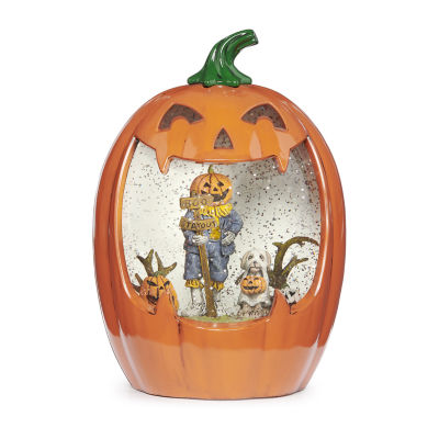 Roman 9"H Lighted Swirl Jack O Lantern Halloween Tabletop Decor