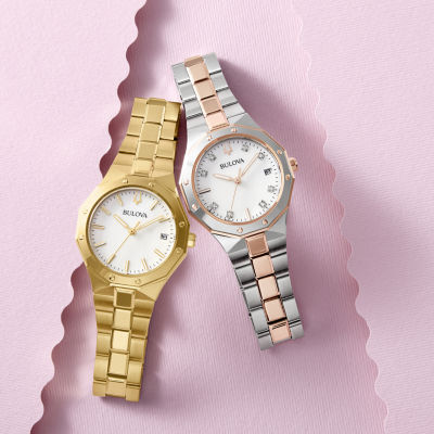 Bulova Prestige\N Womens Two Tone Stainless Steel Bracelet Watch 98p235