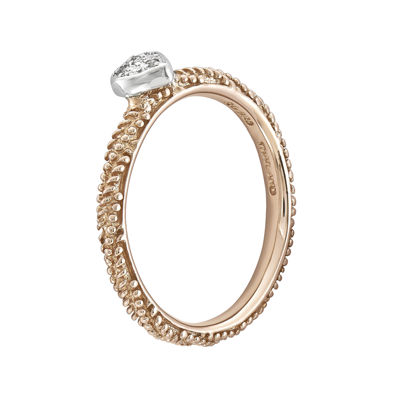 Personally Stackable Diamond-Accent 18K Rose Gold Over Silver Stackable Heart Ring