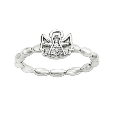 Personally Stackable Diamond-Accent Sterling Silver Stackable Angel Ring