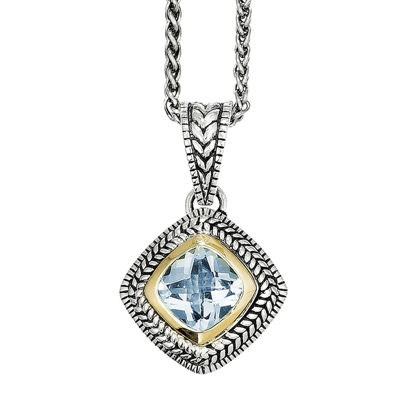 Shey Couture Genuine Sky Blue Topaz Sterling Silver 14K Gold Necklace