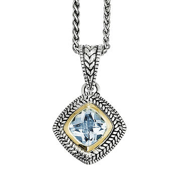 Shey Couture Sterling Silver & 14k Gold Blue Topaz Cross Necklace Shey Couture Sterling Silver & 14k Gold Blue Topaz Cross Necklace