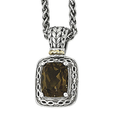 Shey Couture Smoky Quartz Sterling Silver Antiqued Pendant Necklace